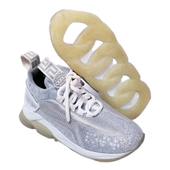 VersaceLeather Glitter Accents Sneakers EU 35.5 Wmns US Sz 5- 5.5 - Picture 4 of 7